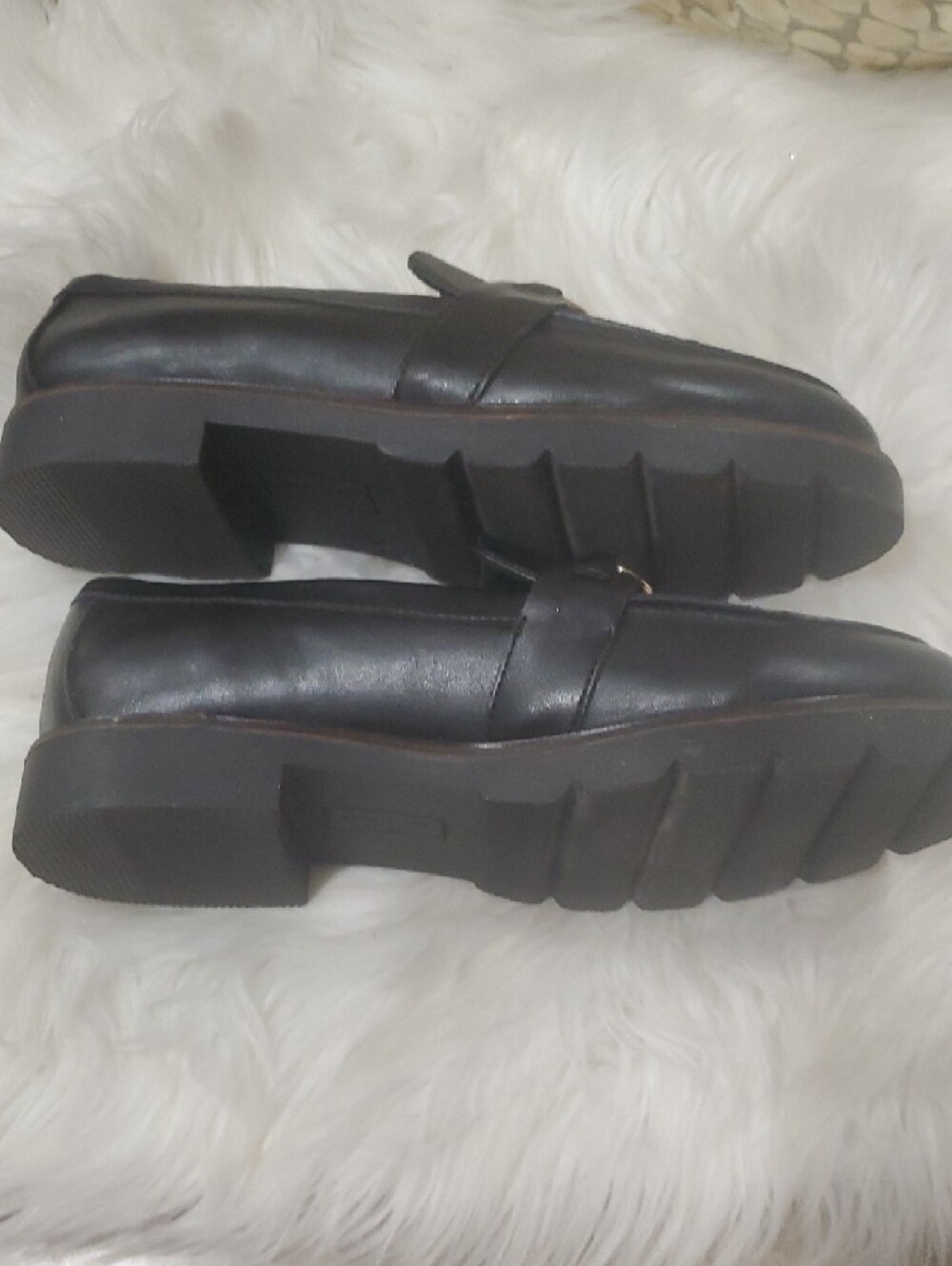 Anne Klein Black Vegan Leather Loafers with Gold Horsebit Accent - Picture 9 of 14